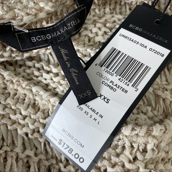 BCBGMaxAzira mixed stitch off white sweater, NWT, XXS - Picture 7 of 8